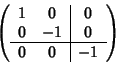 \begin{displaymath}\left(
\begin{array}{cc\vert c}
1 & 0 & 0 \\
0 & -1 & 0 \\ \hline
0 & 0 & -1
\end{array}\right)
\end{displaymath}