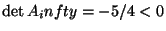 $\det A_infty = -5/4< 0$