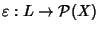 $\varepsilon: L \to {\cal P}(X)$