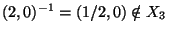 $(2,0)^{-1}=(1/2,0)\notin X_3$