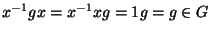 $x^{-1}gx=x^{-1}xg=1g=g\in G$