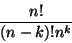 \begin{displaymath}\frac{n!}{(n-k)!n^k}
\end{displaymath}