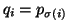 $q_i=p_{\sigma(i)}$