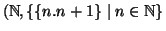 $(\mathbb N,\{\{n.n+1\}\mid n\in \mathbb N\}$