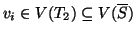 $v_i\in V(T_2)\subseteq V(\overline{S})$