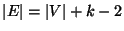 $\left\vert E\right\vert=\left\vert V\right\vert+k-2$