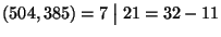 $(504,385)=7\mathrel{\big\vert}21=32-11$