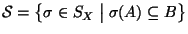 ${\cal S}
=\big\{\sigma\in S_{X} \bigm \vert \sigma(A)\subseteq B\big\}$