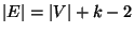 $\left\vert E\right\vert=\left\vert V\right\vert+k-2$