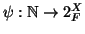 $\psi : \mathbb N\to 2^X_F$