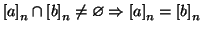 $\left[a\right]_n\cap\left[b\right]_n\ne\varnothing\Rightarrow\left[a\right]_n=\left[b\right]_n$