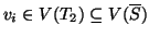 $v_i\in V(T_2)\subseteq V(\overline{S})$
