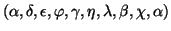 $ (\alpha,\delta,\epsilon,\varphi ,\gamma,\eta,\lambda,\beta,\chi,\alpha)$