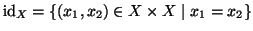 $ {\rm id}_X=\{(x_1,x_2)\in X\times X\mid x_1=x_2\}$