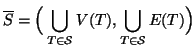 $\displaystyle \overline{S} = \Big(\bigcup_{T\in{\cal S}} V(T),\bigcup_{T\in{\cal S}} E(T)\Big)
$