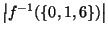 $ \left\vert f^{-1}(\{0,1,6\})\right\vert$