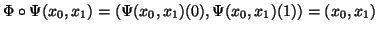 $ \Phi\circ\Psi(x_0,x_1)=(\Psi(x_0,x_1)(0),\Psi(x_0,x_1)(1))=(x_0,x_1)$