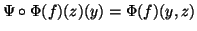 $ \Psi\circ \Phi(f)(z)(y) =
\Phi(f)(y,z)$