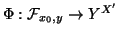 $ \Phi:\mathcal{F}_{x_0,y}\to Y^{X'}$