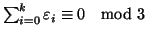 $ \sum _{i=0}^k
\varepsilon _i\cong 0 \quad{\rm mod} 3$